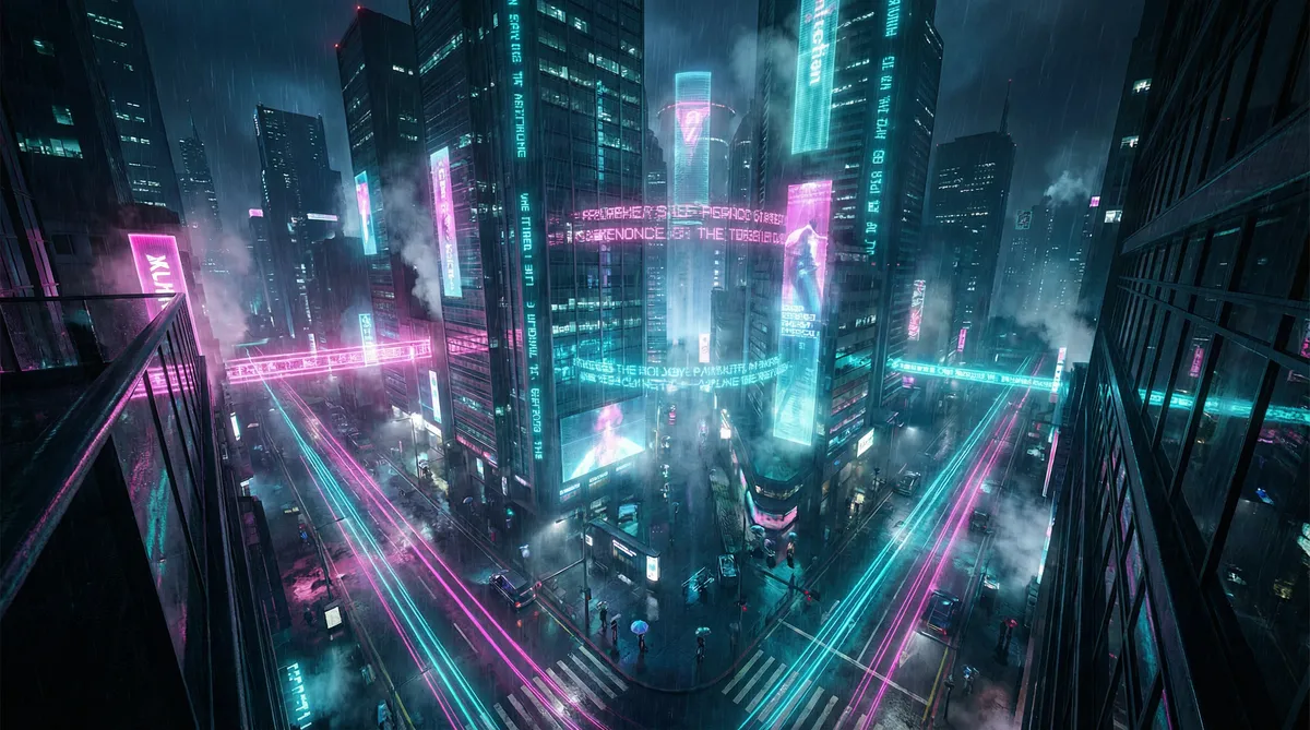 蜜芽.miya1185 竖屏短剧平台首页背景 - 赛博朋克都市夜景